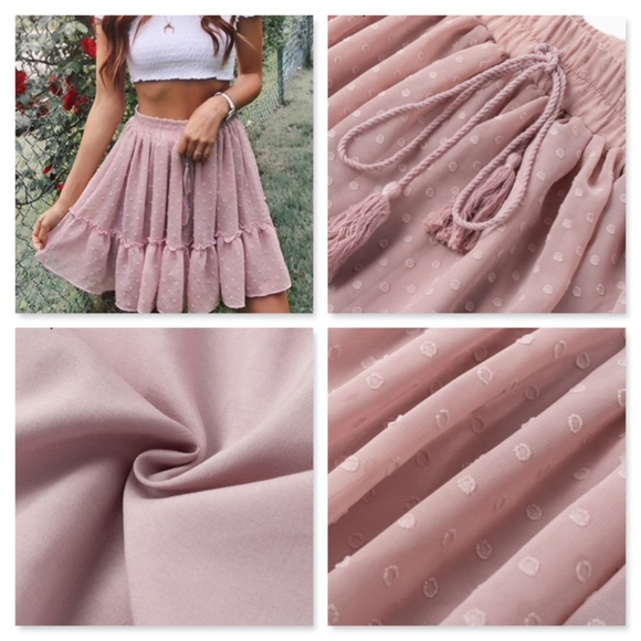 Swiss Polka Dot Pink Mini Skirt - Picture 5 of 13